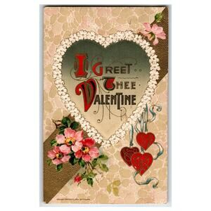 Vintage 1909 Embossed Valentine Postcard by John Winsch Floral Heart